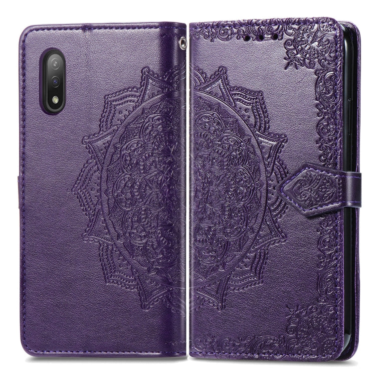 For Sony Xperia Ace II Mandala Flower Embossed Horizontal Flip Leather Case with Bracket / Card Slot / Wallet / Lanyard
