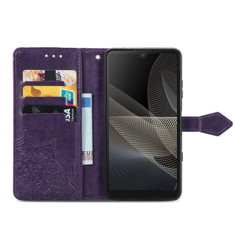 For Sony Xperia Ace II Mandala Flower Embossed Horizontal Flip Leather Case with Bracket / Card Slot / Wallet / Lanyard