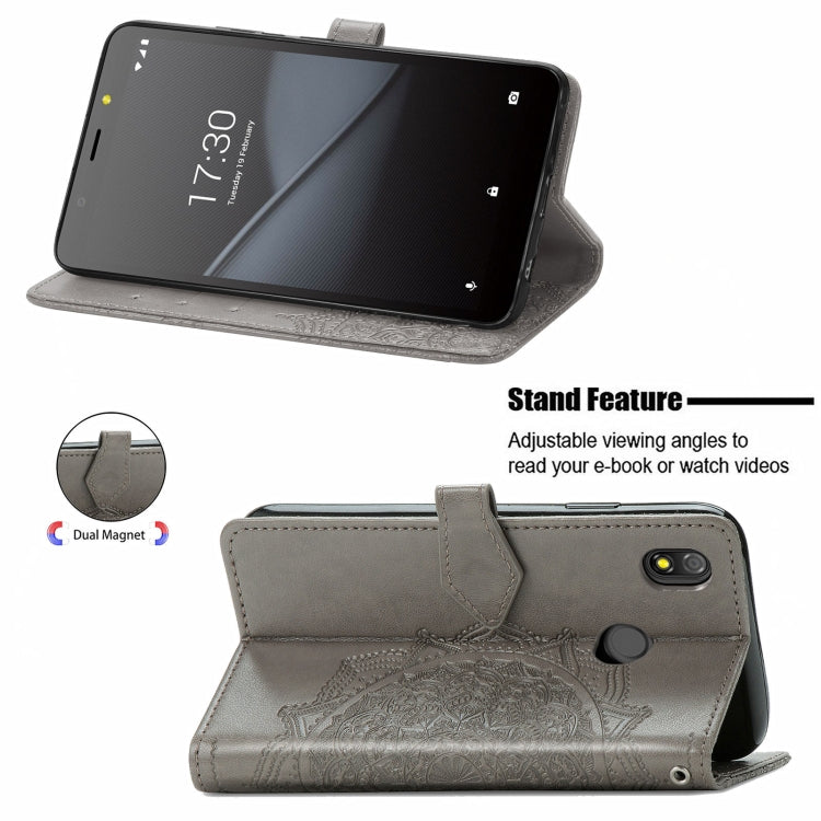 For TECNO Pop 3 Mandala Flower Embossed Horizontal Flip Leather Case with Bracket / Card Slot / Wallet / Lanyard