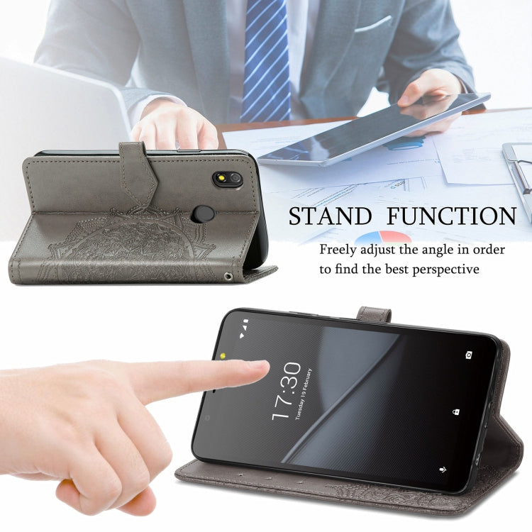 For TECNO Pop 3 Mandala Flower Embossed Horizontal Flip Leather Case with Bracket / Card Slot / Wallet / Lanyard