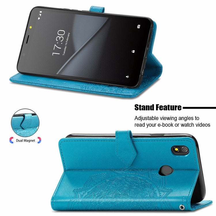 For TECNO Pop 3 Mandala Flower Embossed Horizontal Flip Leather Case with Bracket / Card Slot / Wallet / Lanyard