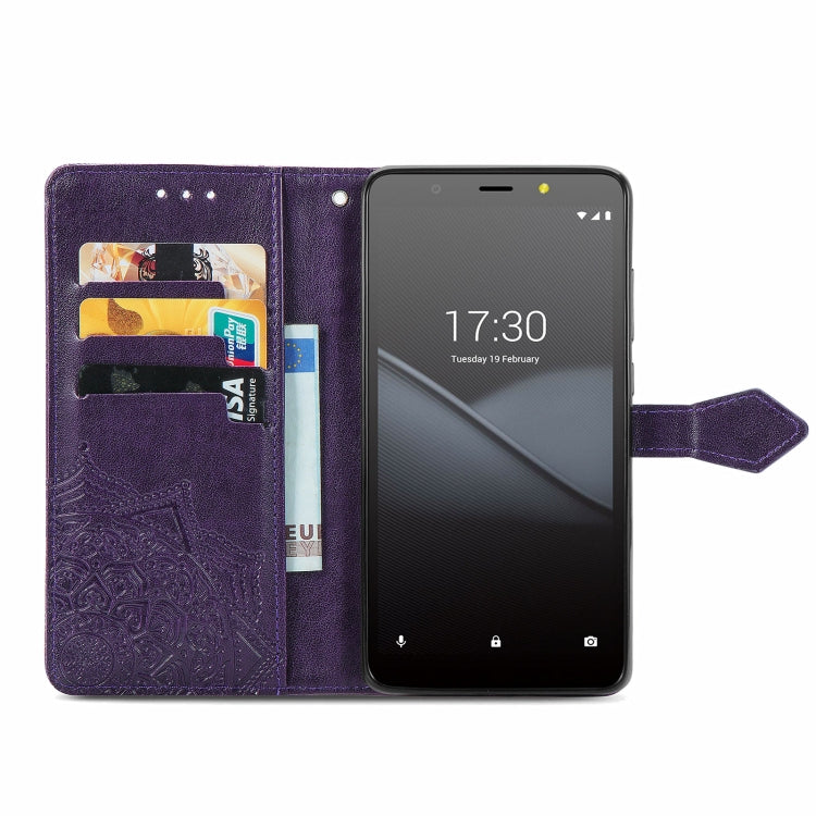 For TECNO Pop 3 Mandala Flower Embossed Horizontal Flip Leather Case with Bracket / Card Slot / Wallet / Lanyard