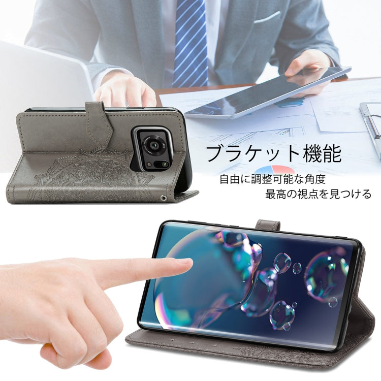 For Sharp R6 Mandala Flower Embossed Horizontal Flip Leather Case with Bracket / Card Slot / Wallet / Lanyard