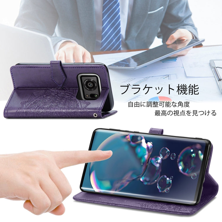 For Sharp R6 Mandala Flower Embossed Horizontal Flip Leather Case with Bracket / Card Slot / Wallet / Lanyard