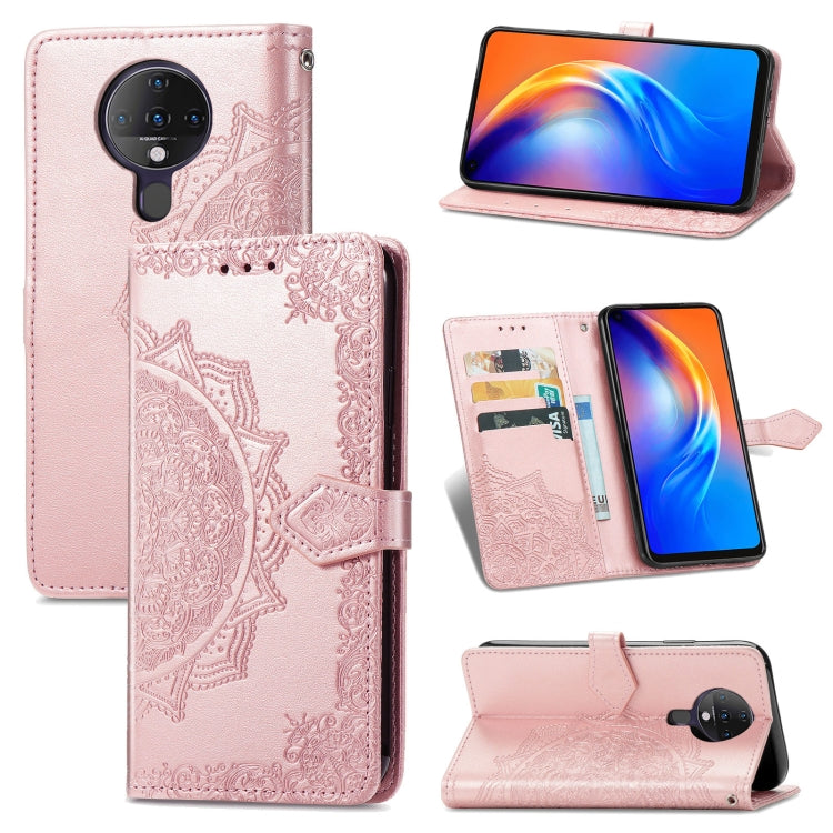 For TECNO SPARK 6 Mandala Flower Embossed Horizontal Flip Leather Case with Bracket / Card Slot / Wallet / Lanyard