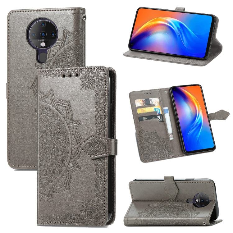 For TECNO SPARK 6 Mandala Flower Embossed Horizontal Flip Leather Case with Bracket / Card Slot / Wallet / Lanyard