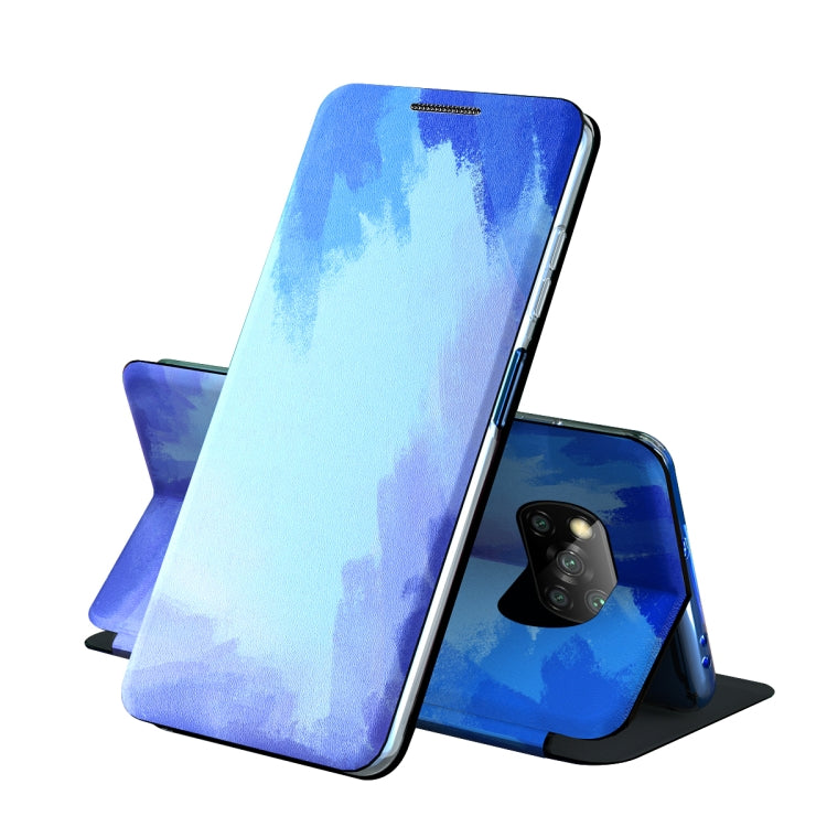 For Xiaomi Poco X3 NFC Voltage Watercolor Pattern Skin Feel Horizontal Flip PU Leather Case with Holder