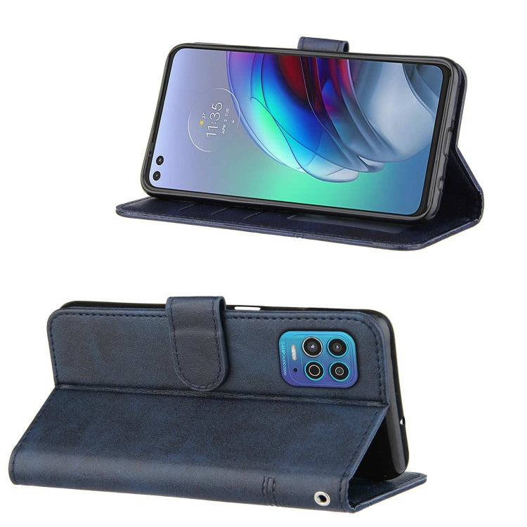 For Motorola Edge S / G100 Stitching Calf Pattern Buckle Card Wallet with Flip Phone Holster with Lanyard Bracket Function