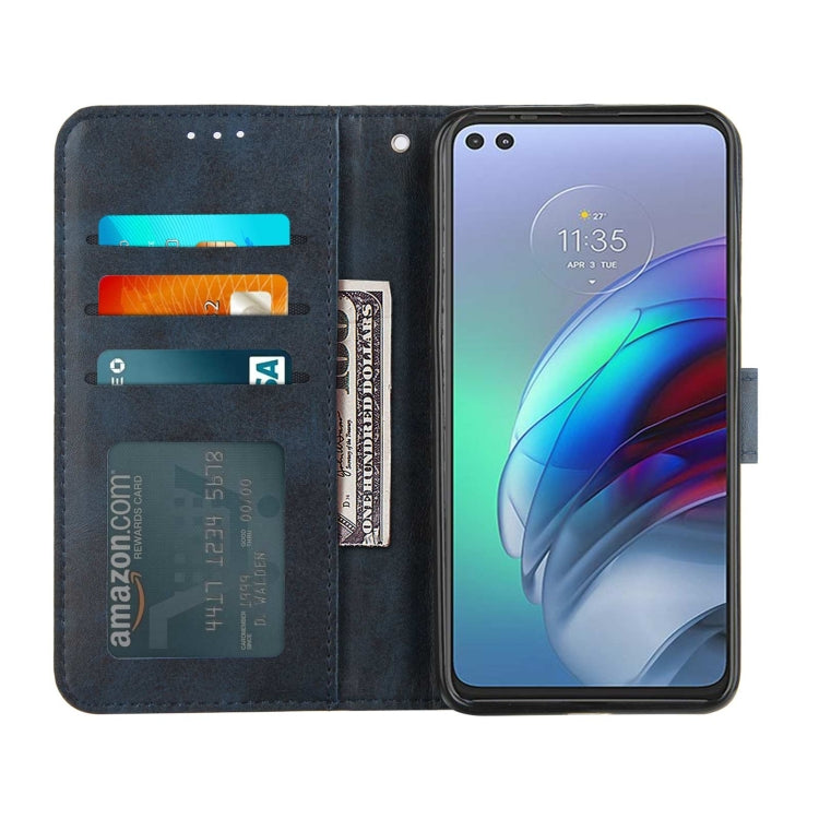 For Motorola Edge S / G100 Stitching Calf Pattern Buckle Card Wallet with Flip Phone Holster with Lanyard Bracket Function