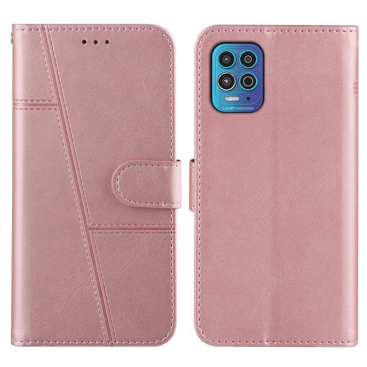 For Motorola Edge S / G100 Stitching Calf Pattern Buckle Card Wallet with Flip Phone Holster with Lanyard Bracket Function