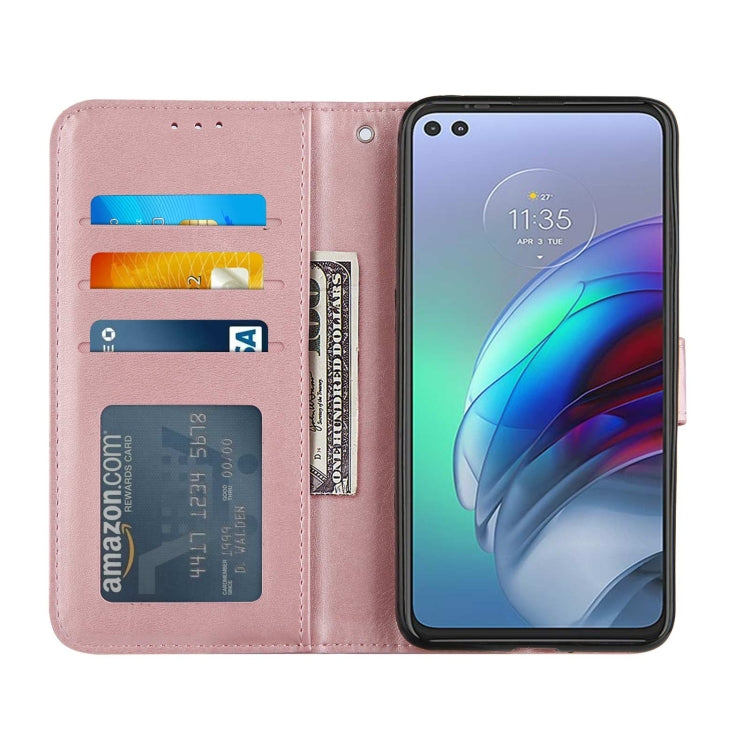 For Motorola Edge S / G100 Stitching Calf Pattern Buckle Card Wallet with Flip Phone Holster with Lanyard Bracket Function