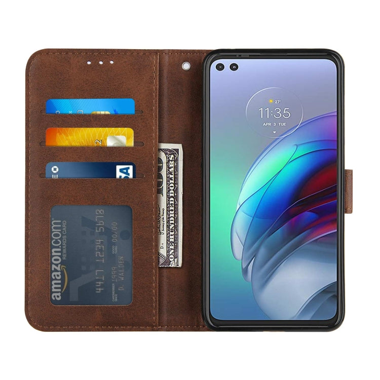 For Motorola Edge S / G100 Stitching Calf Pattern Buckle Card Wallet with Flip Phone Holster with Lanyard Bracket Function