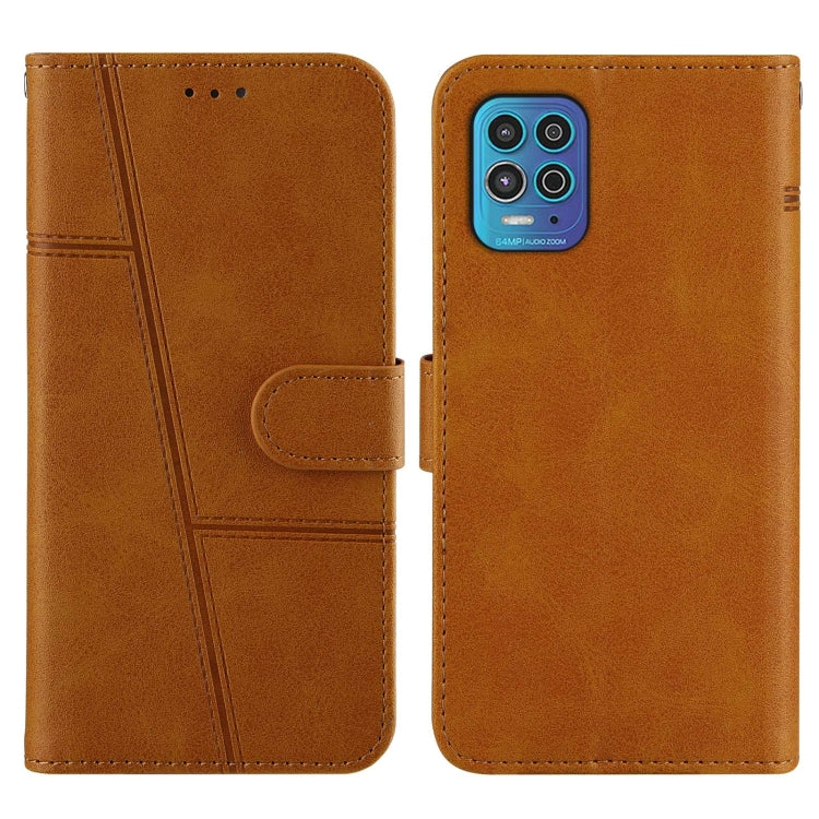 For Motorola Edge S / G100 Stitching Calf Pattern Buckle Card Wallet with Flip Phone Holster with Lanyard Bracket Function