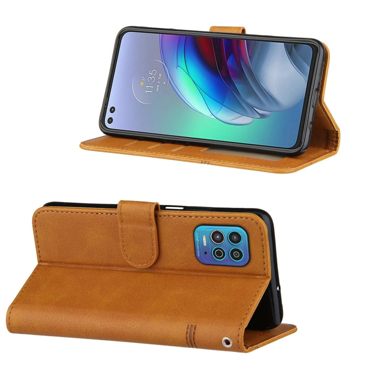 For Motorola Edge S / G100 Stitching Calf Pattern Buckle Card Wallet with Flip Phone Holster with Lanyard Bracket Function