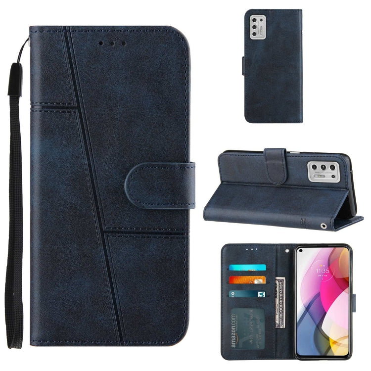 For Motorola G Stylus 2021 Stitching Calf Pattern Buckle Card Wallet with Flip Phone Holster with Lanyard Bracket Function