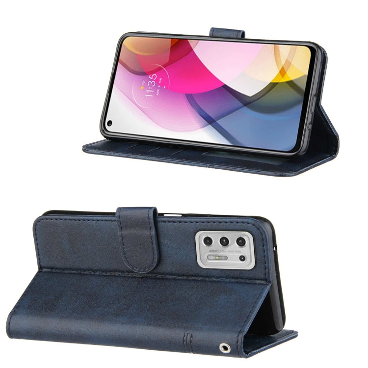 For Motorola G Stylus 2021 Stitching Calf Pattern Buckle Card Wallet with Flip Phone Holster with Lanyard Bracket Function