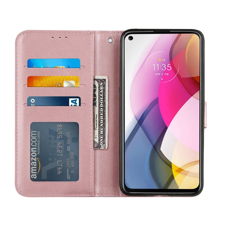 For Motorola G Stylus 2021 Stitching Calf Pattern Buckle Card Wallet with Flip Phone Holster with Lanyard Bracket Function