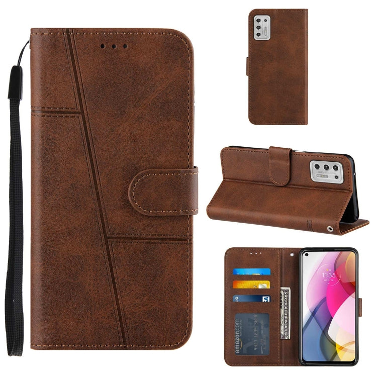 For Motorola G Stylus 2021 Stitching Calf Pattern Buckle Card Wallet with Flip Phone Holster with Lanyard Bracket Function