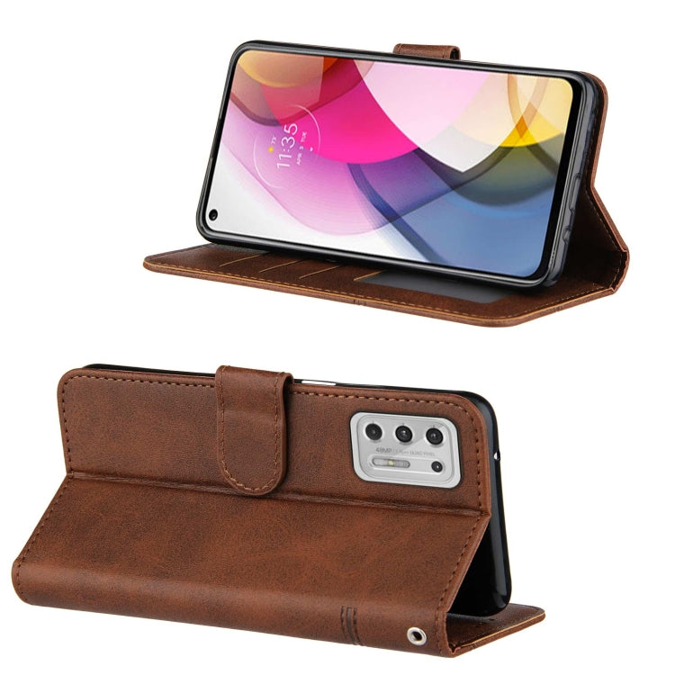 For Motorola G Stylus 2021 Stitching Calf Pattern Buckle Card Wallet with Flip Phone Holster with Lanyard Bracket Function
