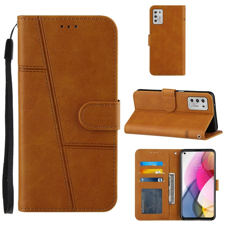 For Motorola G Stylus 2021 Stitching Calf Pattern Buckle Card Wallet with Flip Phone Holster with Lanyard Bracket Function