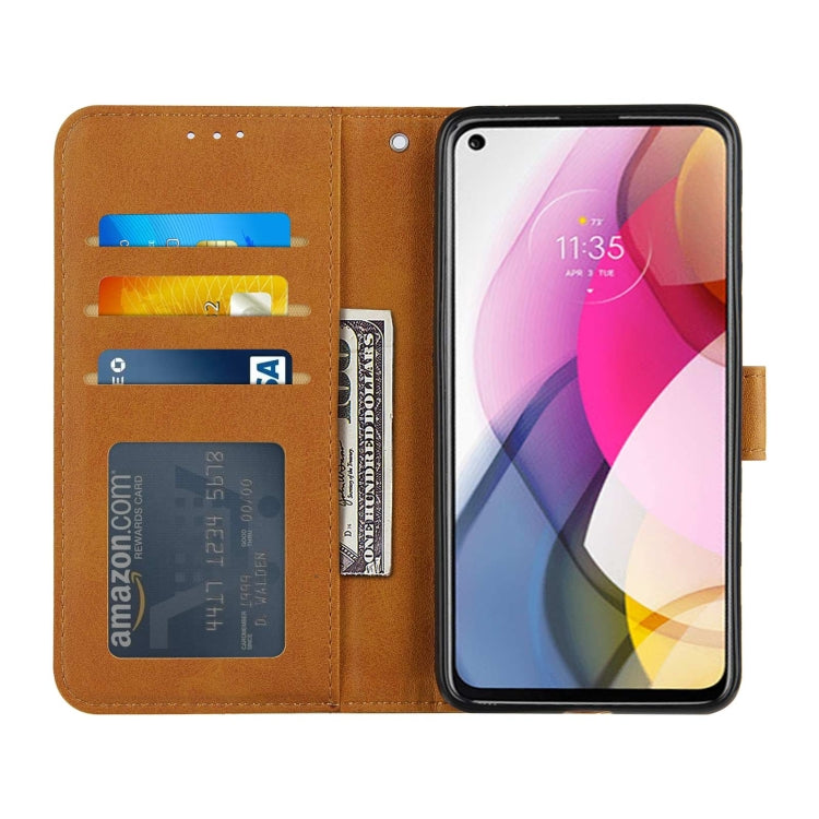 For Motorola G Stylus 2021 Stitching Calf Pattern Buckle Card Wallet with Flip Phone Holster with Lanyard Bracket Function