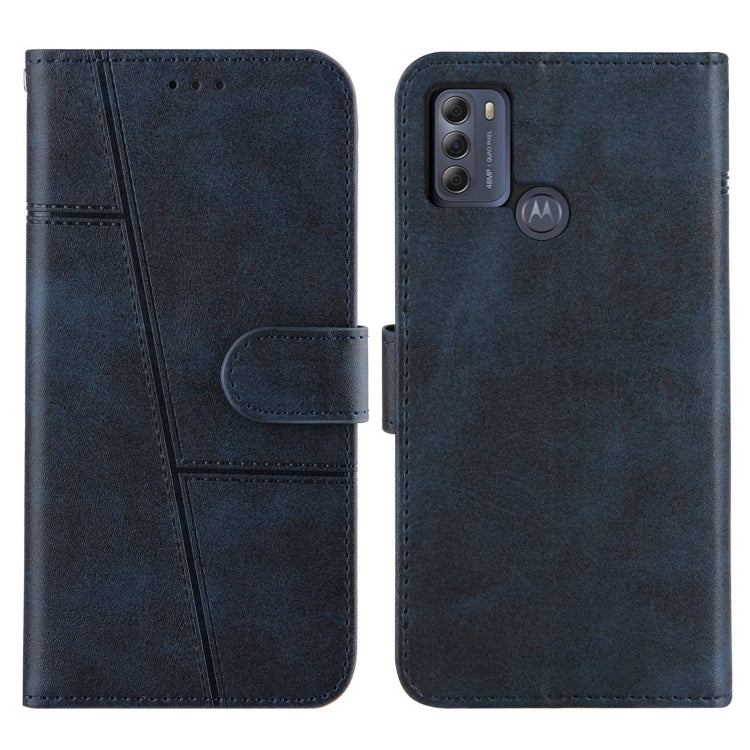 For Motorola G50 Stitching Calf Pattern Buckle Card Wallet with Flip Phone Holster with Lanyard Bracket Function