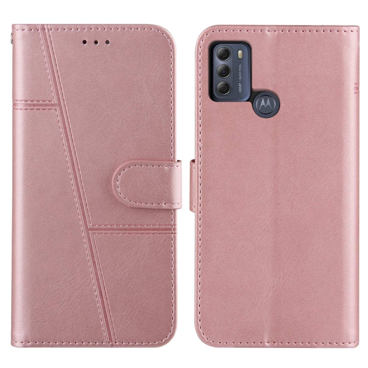 For Motorola G50 Stitching Calf Pattern Buckle Card Wallet with Flip Phone Holster with Lanyard Bracket Function