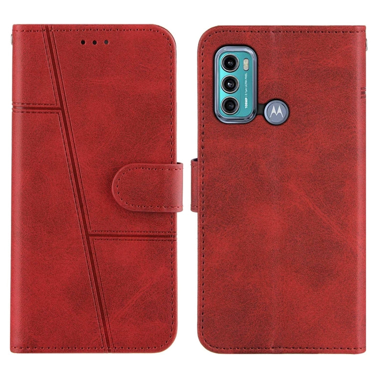 For Motorola G40/G60 Stitching Calf Pattern Buckle Card Wallet with Flip Phone Holster with Lanyard Bracket Function