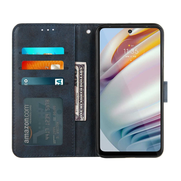 For Motorola G40/G60 Stitching Calf Pattern Buckle Card Wallet with Flip Phone Holster with Lanyard Bracket Function