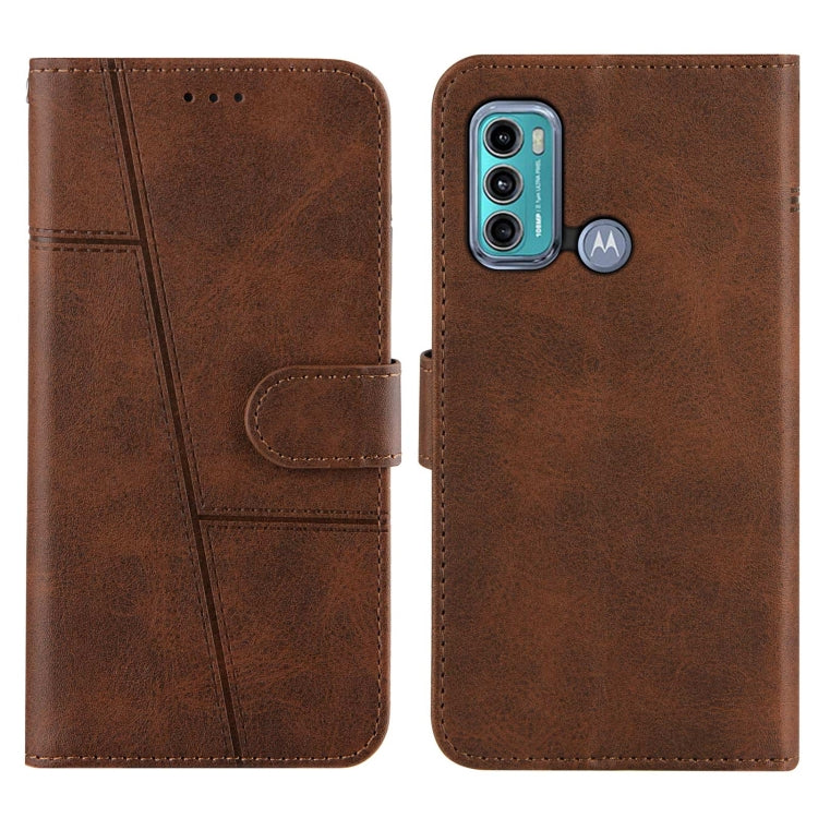 For Motorola G40/G60 Stitching Calf Pattern Buckle Card Wallet with Flip Phone Holster with Lanyard Bracket Function