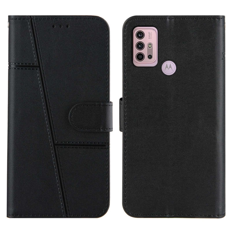 For Motorola G30/G10/G10 Power Stitching Calf Pattern Buckle Card Wallet with Flip Phone Holster with Lanyard Bracket Function