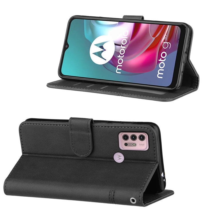 For Motorola G30/G10/G10 Power Stitching Calf Pattern Buckle Card Wallet with Flip Phone Holster with Lanyard Bracket Function