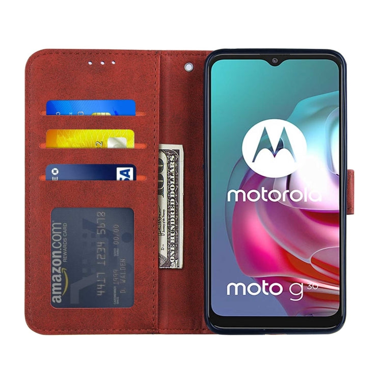 For Motorola G30/G10/G10 Power Stitching Calf Pattern Buckle Card Wallet with Flip Phone Holster with Lanyard Bracket Function