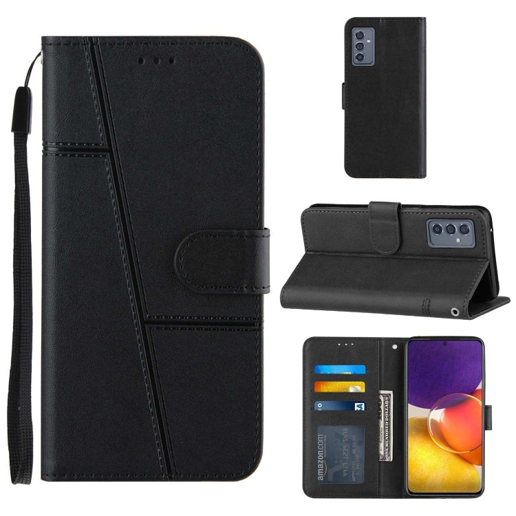 For Samsung Galaxy A82 5G Stitching Calf Pattern Buckle Card Wallet with Flip Phone Holster with Lanyard Bracket Function