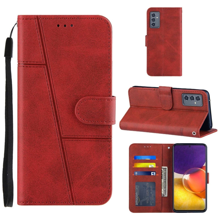 For Samsung Galaxy A82 5G Stitching Calf Pattern Buckle Card Wallet with Flip Phone Holster with Lanyard Bracket Function