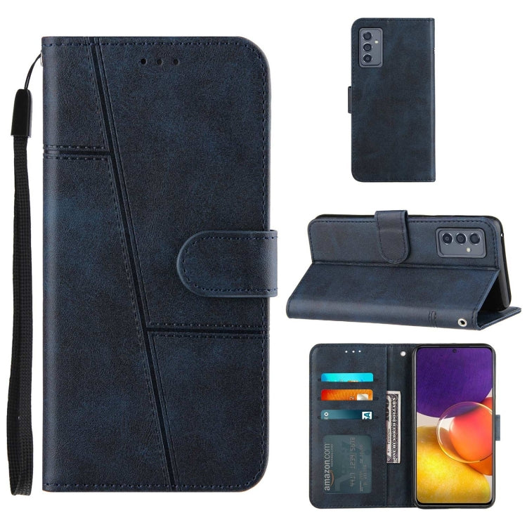 For Samsung Galaxy A82 5G Stitching Calf Pattern Buckle Card Wallet with Flip Phone Holster with Lanyard Bracket Function