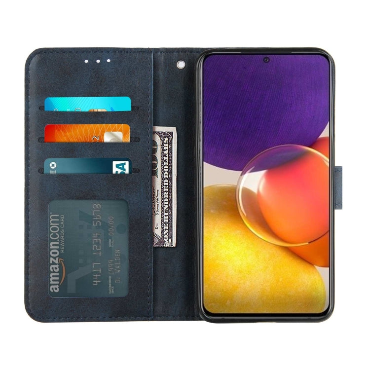 For Samsung Galaxy A82 5G Stitching Calf Pattern Buckle Card Wallet with Flip Phone Holster with Lanyard Bracket Function