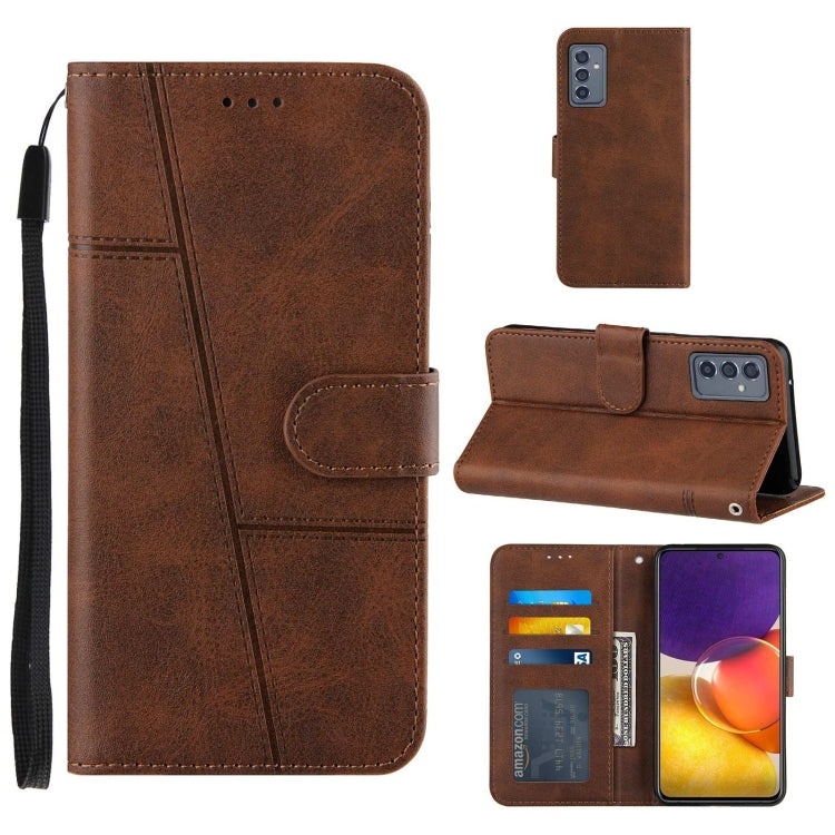 For Samsung Galaxy A82 5G Stitching Calf Pattern Buckle Card Wallet with Flip Phone Holster with Lanyard Bracket Function