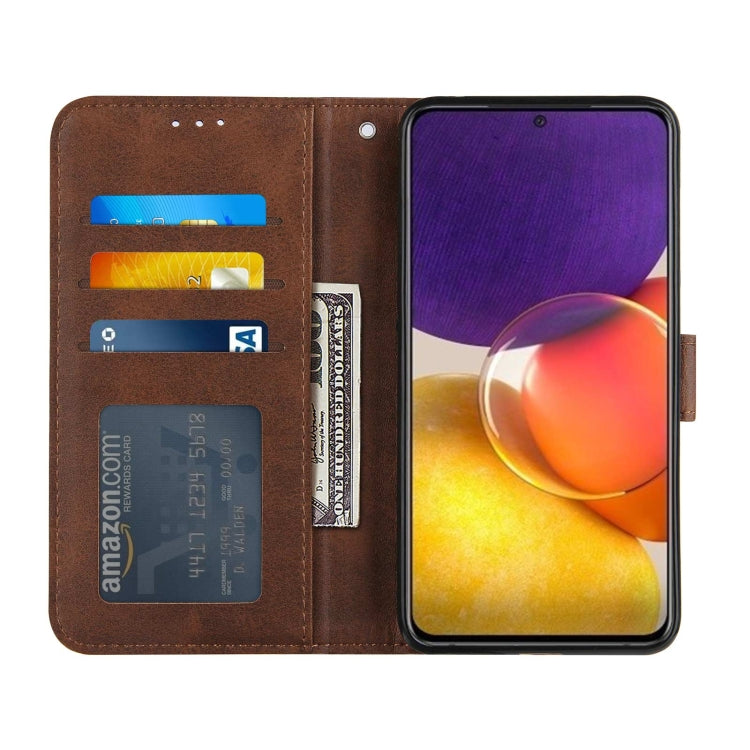 For Samsung Galaxy A82 5G Stitching Calf Pattern Buckle Card Wallet with Flip Phone Holster with Lanyard Bracket Function