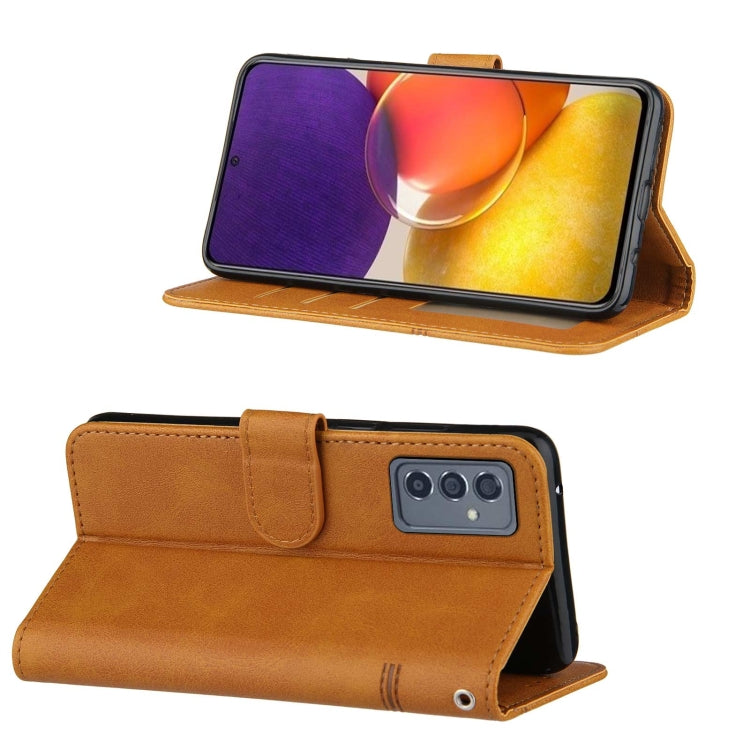 For Samsung Galaxy A82 5G Stitching Calf Pattern Buckle Card Wallet with Flip Phone Holster with Lanyard Bracket Function