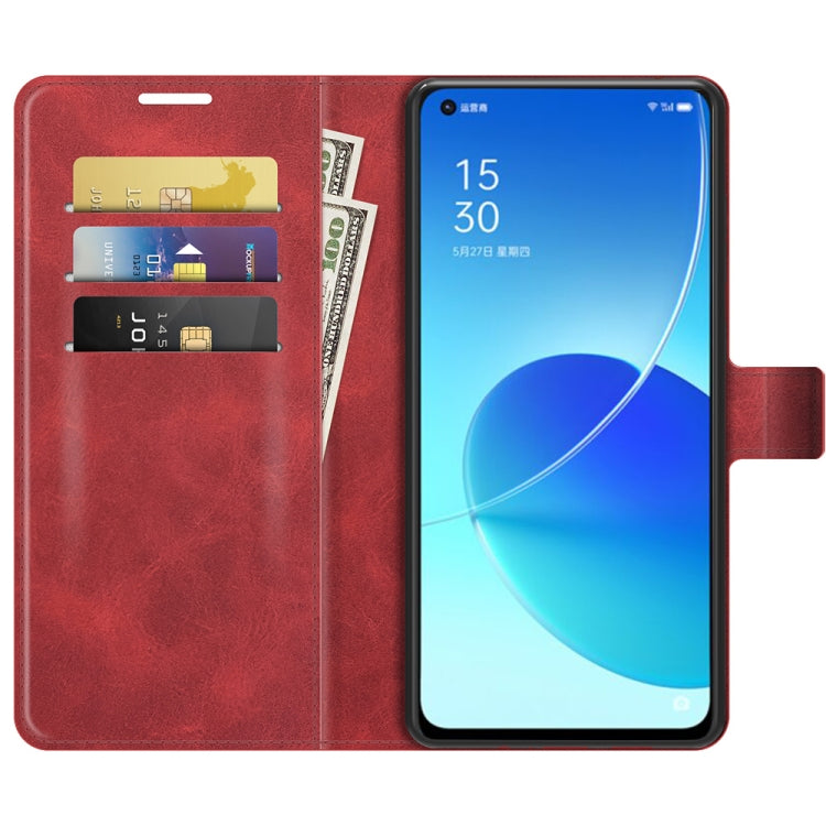 For OPPO Reno6 5G Retro Calf Pattern Buckle Horizontal Flip Leather Case with Holder & Card Slots & Wallet