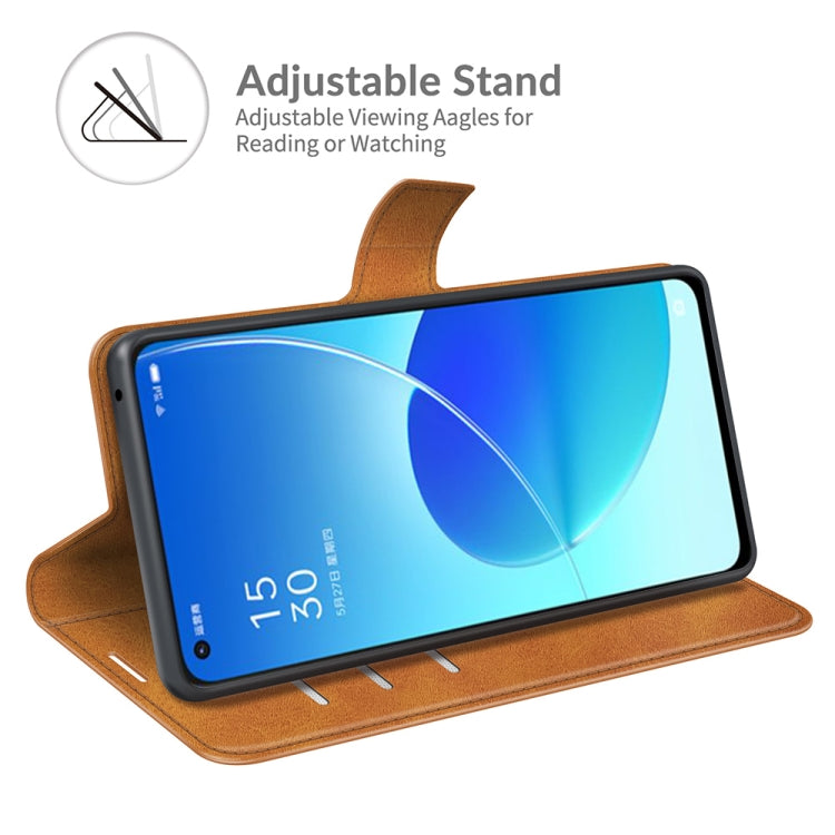 For OPPO Reno6 5G Retro Calf Pattern Buckle Horizontal Flip Leather Case with Holder & Card Slots & Wallet