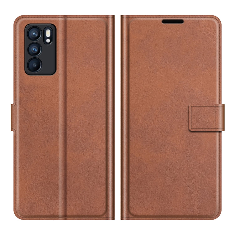 For OPPO Reno6 5G Retro Calf Pattern Buckle Horizontal Flip Leather Case with Holder & Card Slots & Wallet