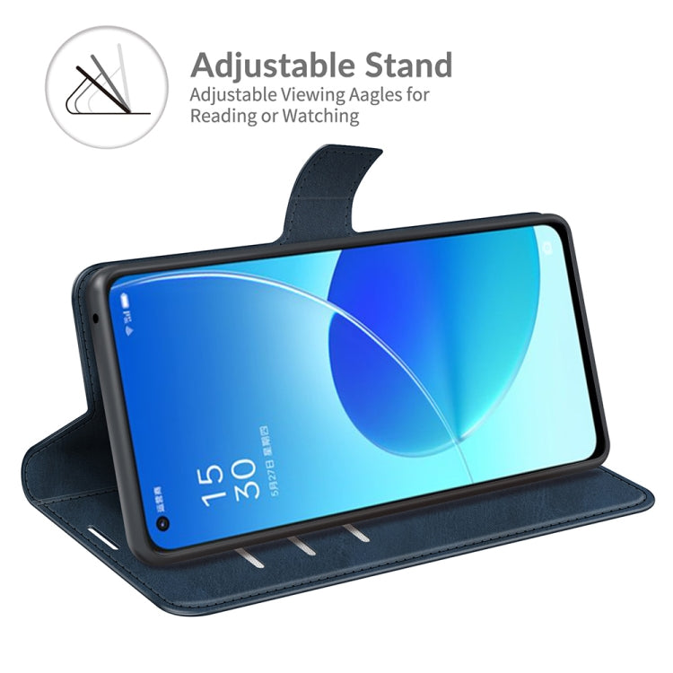 For OPPO Reno6 5G Retro Calf Pattern Buckle Horizontal Flip Leather Case with Holder & Card Slots & Wallet