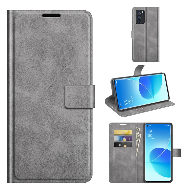 For OPPO Reno6 Pro 5G Retro Calf Pattern Buckle Horizontal Flip Leather Case with Holder & Card Slots & Wallet