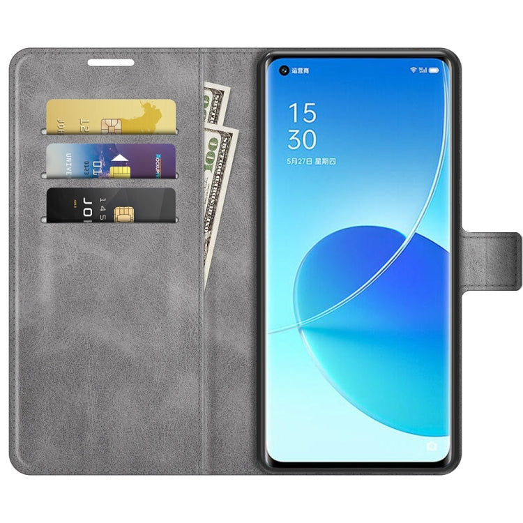 For OPPO Reno6 Pro 5G Retro Calf Pattern Buckle Horizontal Flip Leather Case with Holder & Card Slots & Wallet