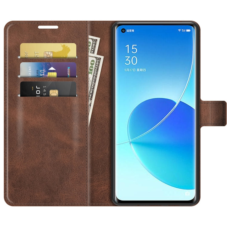 For OPPO Reno6 Pro 5G Retro Calf Pattern Buckle Horizontal Flip Leather Case with Holder & Card Slots & Wallet