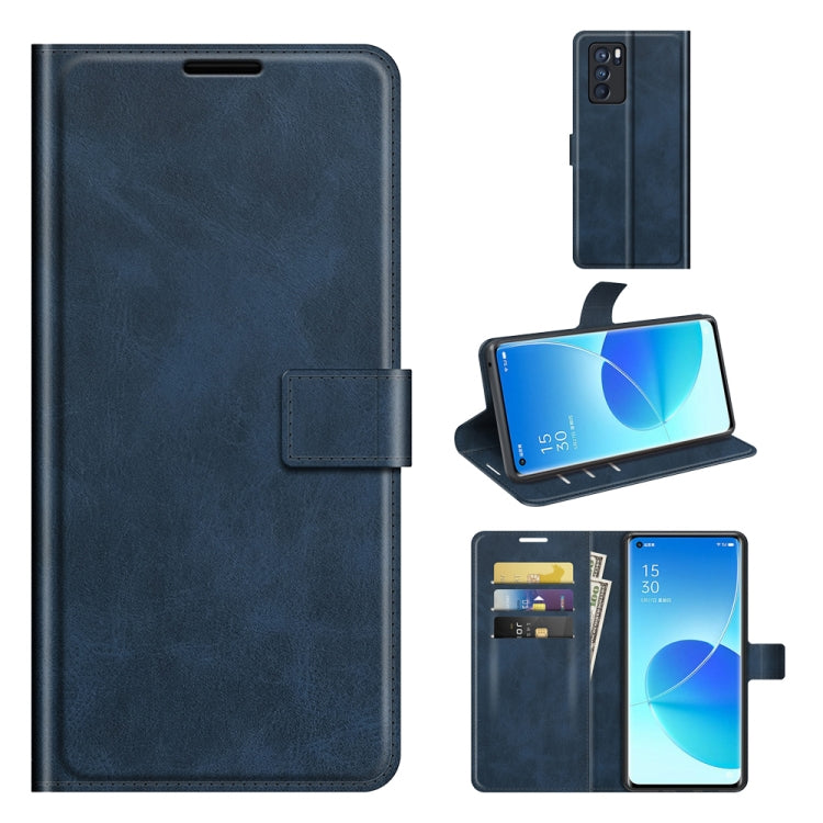 For OPPO Reno6 Pro 5G Retro Calf Pattern Buckle Horizontal Flip Leather Case with Holder & Card Slots & Wallet