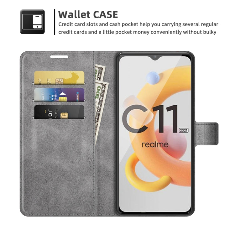 For OPPO Realme C11 2021 Retro Calf Pattern Buckle Horizontal Flip Leather Case with Holder & Card Slots & Wallet