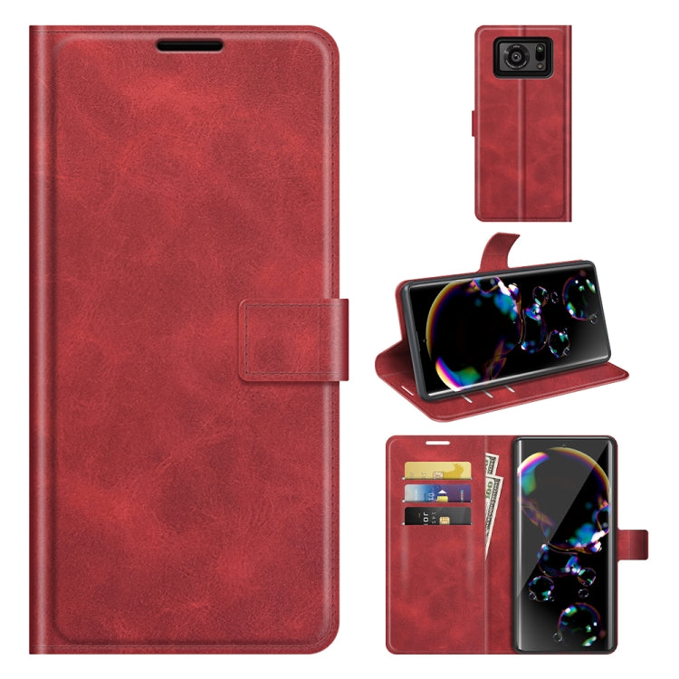 For Sharp Aquos R6 Retro Calf Pattern Buckle Horizontal Flip Leather Case with Holder & Card Slots & Wallet